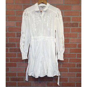 Allsaints White Keely Broderie Mini Dress Size 2 Eyelet Romantic Angel Coquette